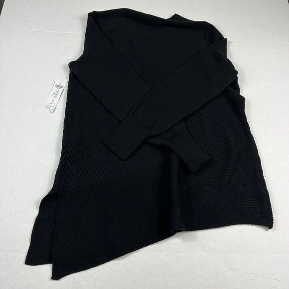 Chicos Tunic Sweater Black Asymmetric Warm Cozy Ribbed Knit Pullover 0 SMALL NEW - Picture 11 of 12